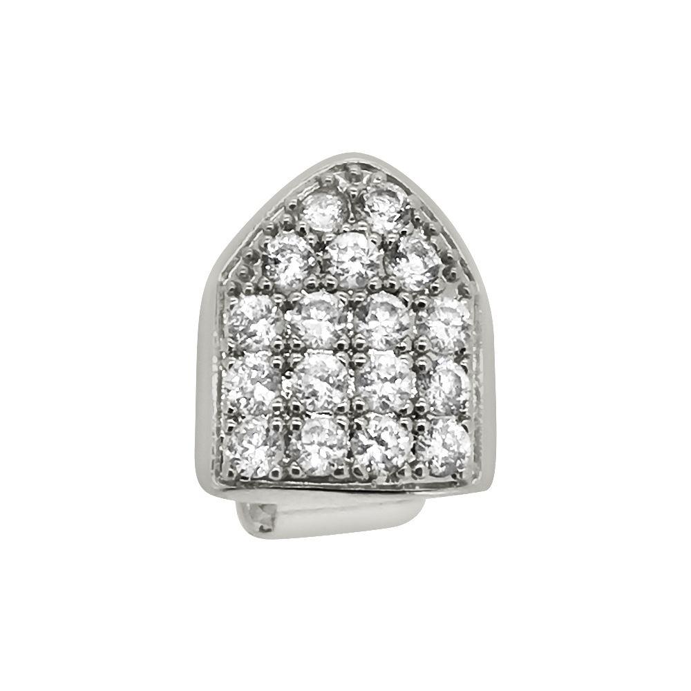 Bling Bling Grillz CZ Single Tooth Top Silver HipHopBling