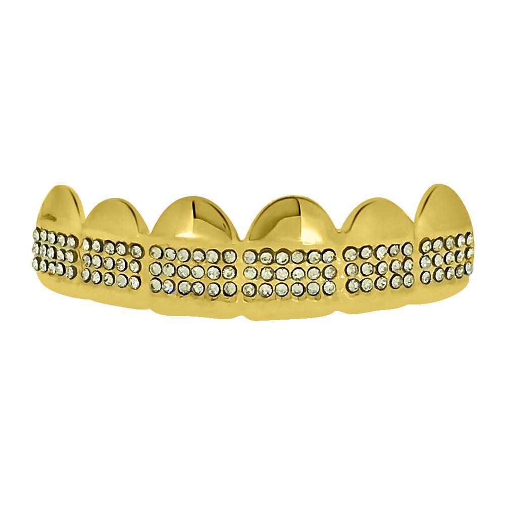 Bling Bling Grillz Gold Teeth Top Triple Row HipHopBling