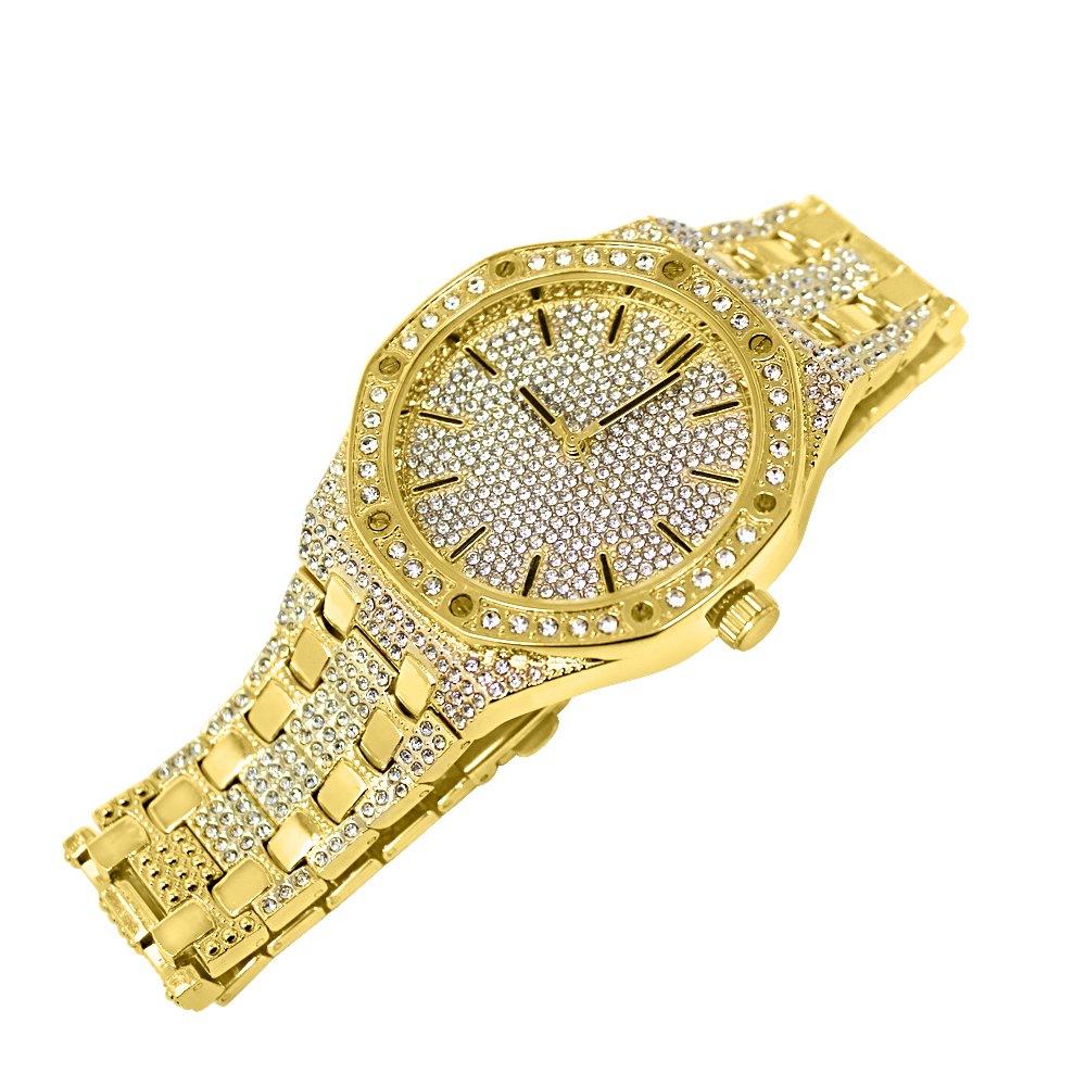 Bling Bling Octagon Watch Icey Yellow Gold HipHopBling