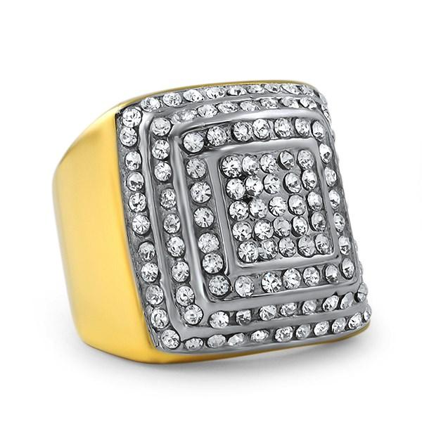 Bling Steps Gold Hip Hop Bling Ring Stainless Steel 7 HipHopBling