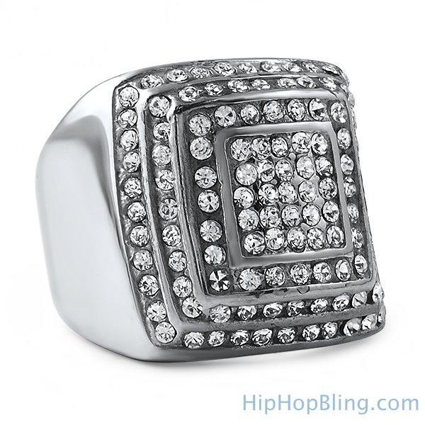 Bling Steps Stainless Steel Iced Out Ring 10 HipHopBling