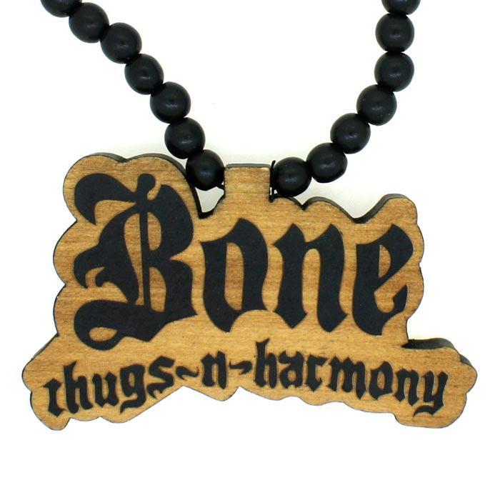 Bone Thugs N Harmony Wooden Pendant & Chain Black HipHopBling