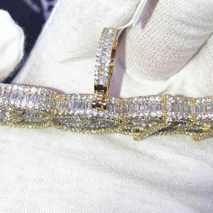 BOSS Baguette CZ Hip Hop Bling Bling Pendant Yellow Gold HipHopBling