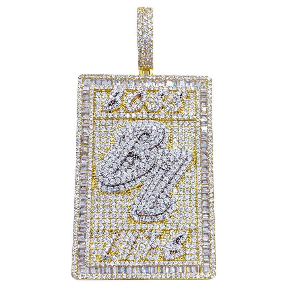Boss Life Baguette VVS CZ Hip Hop Iced Out Pendant Yellow Gold HipHopBling