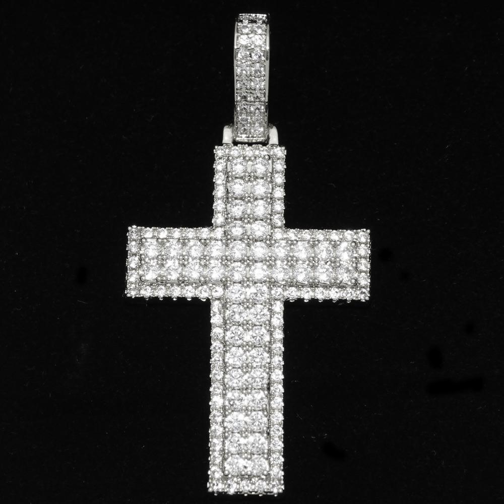 Box Cross Hip Hop Bling Bling Pendant White Gold HipHopBling