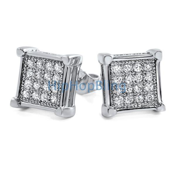 Box Micro Pave CZ Bling Bling Earrings HipHopBling