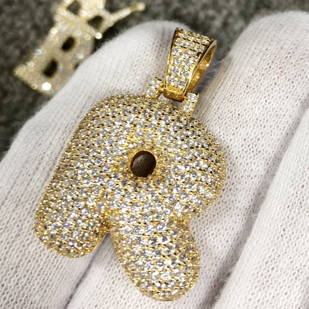 Bubble Initial Letters - .925 Sterling Silver - 18K Gold A HipHopBling