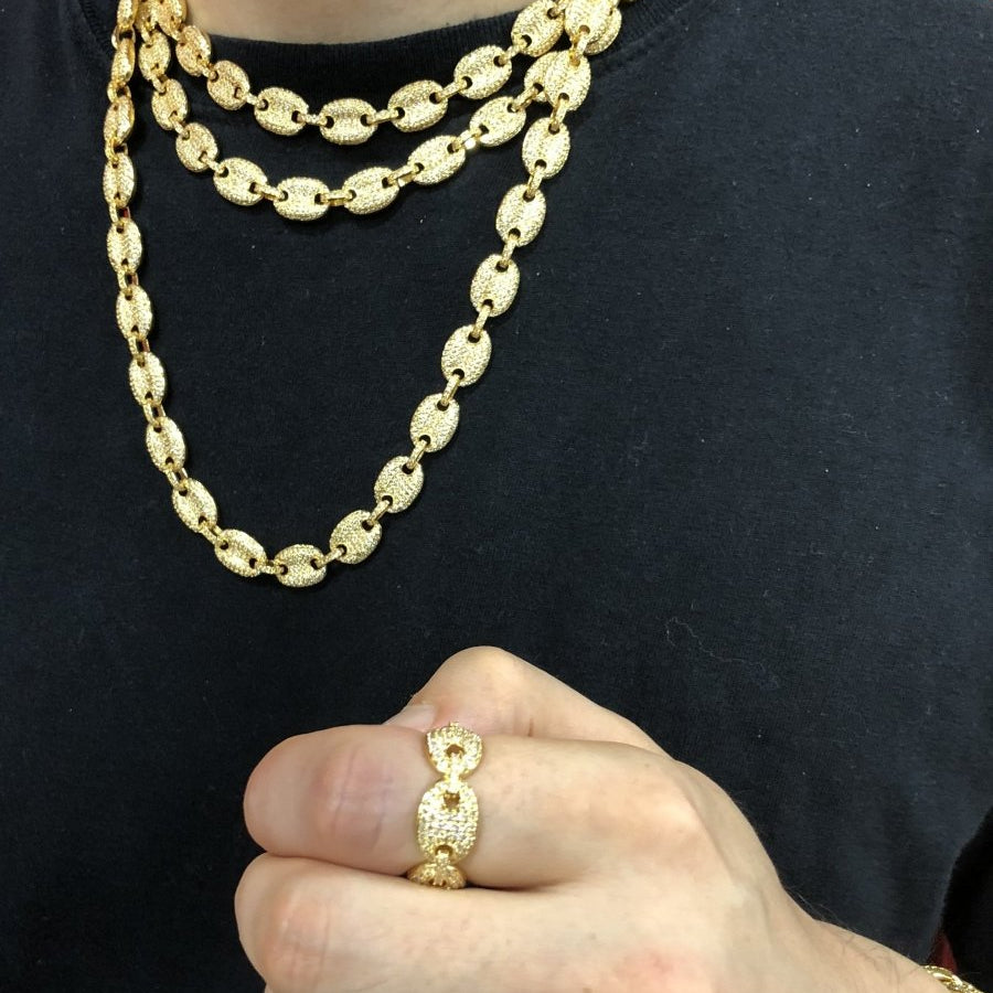 Bubble Link Mariner Bling Bling Gold CZ Chain Yellow Gold 18" HipHopBling