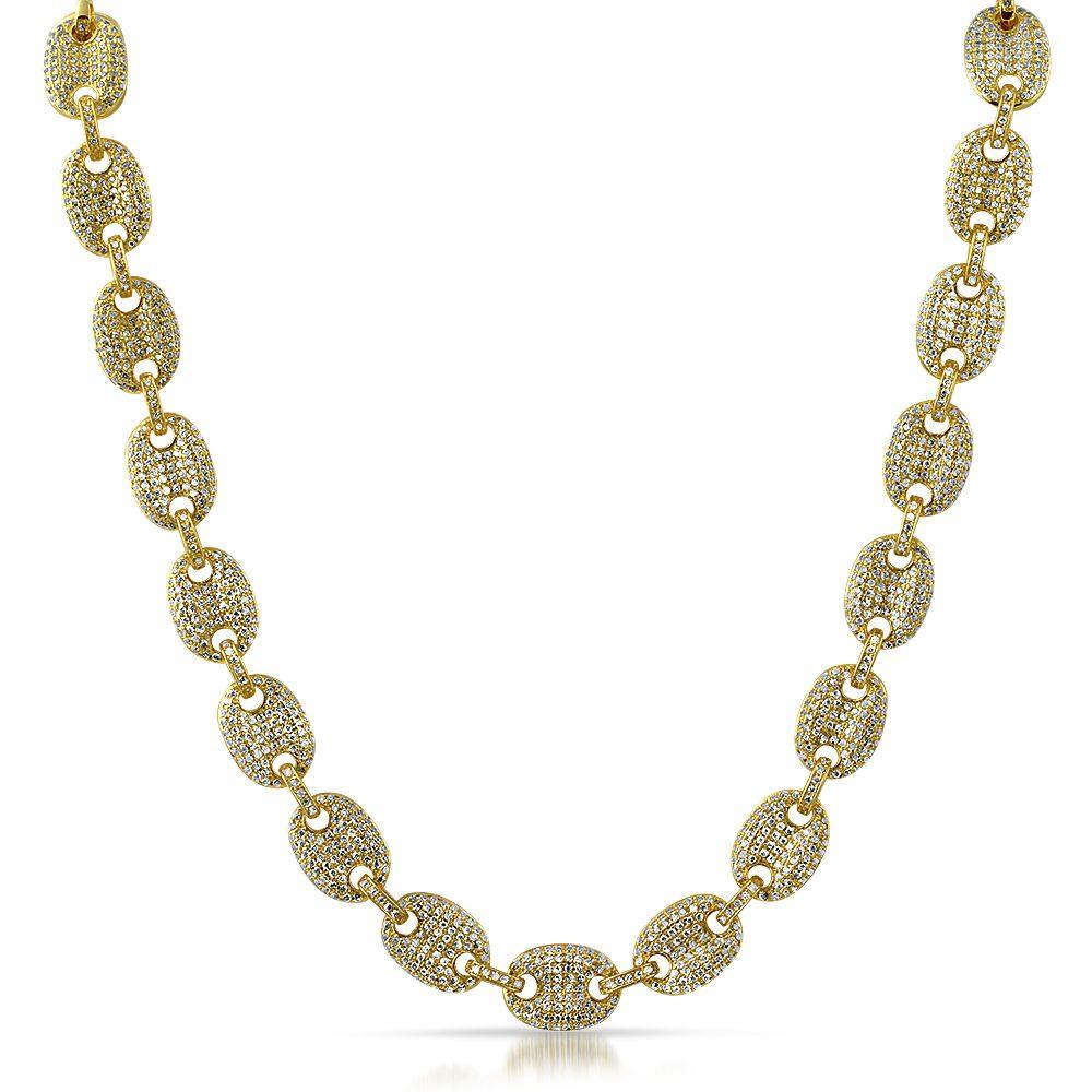 Bubble Link Mariner Bling Bling Gold CZ Chain Yellow Gold 18" HipHopBling