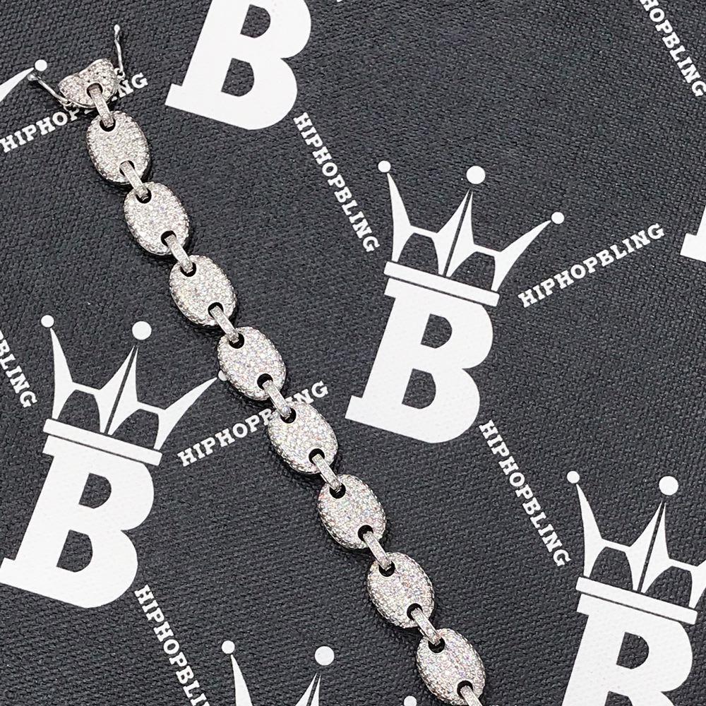 Bubble Mariner Link Iced Out Hip Hop Bracelet White Gold 8" HipHopBling