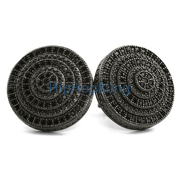 BullsEye Jumbo Bling Bling Earrings Black CZ Micro Pave HipHopBling