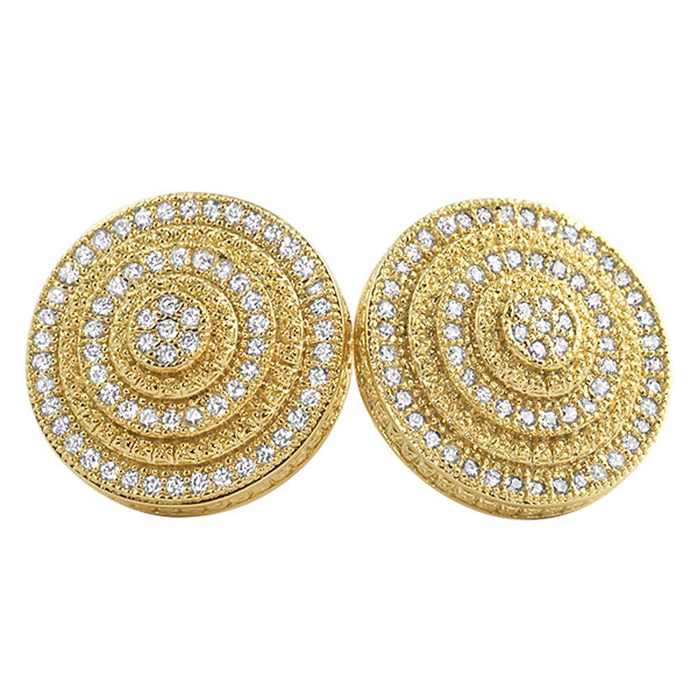 BullsEye Jumbo Bling Bling Earrings Gold CZ HipHopBling