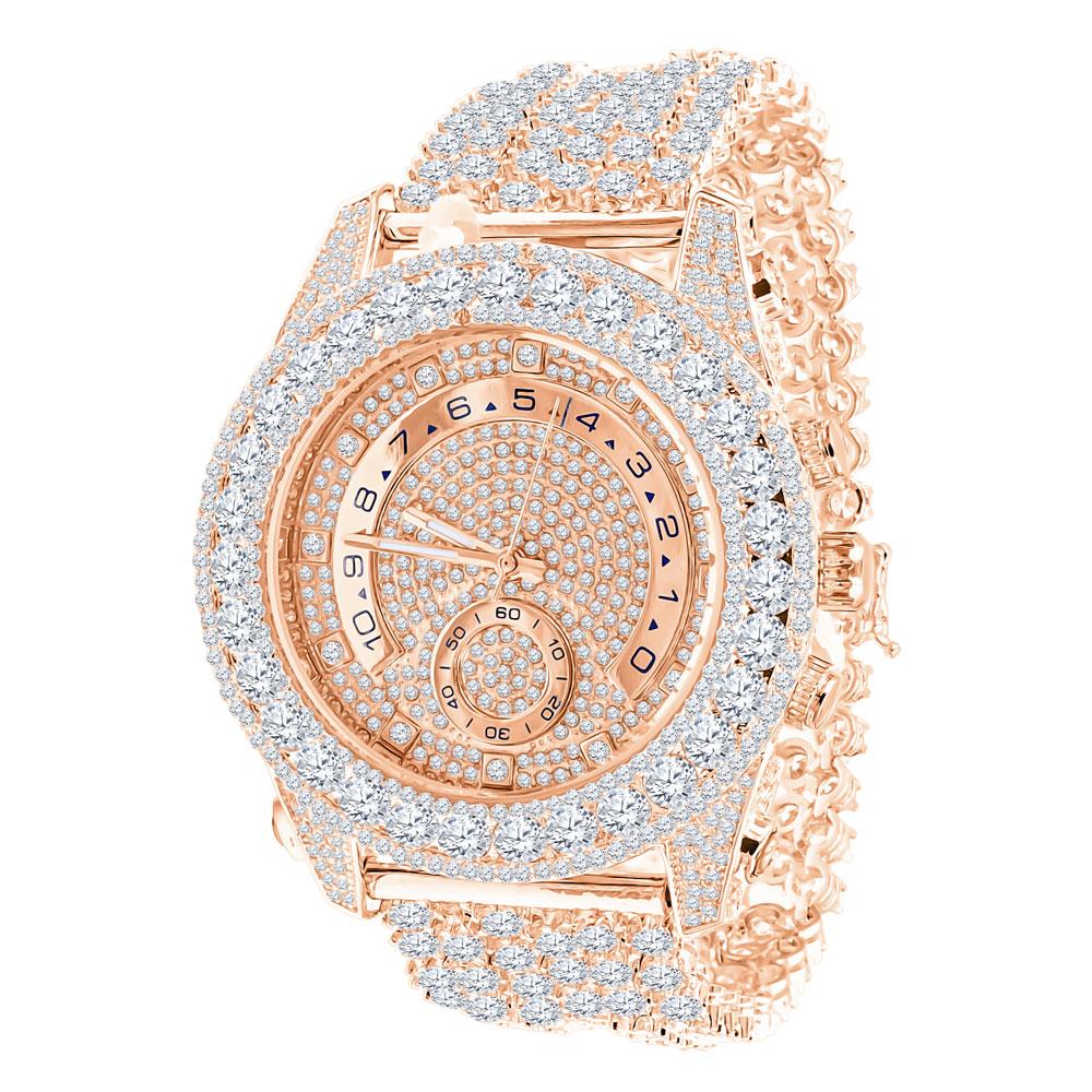 Bustdown Triple Bezel Chunky Band CZ Iced Out Watch HipHopBling