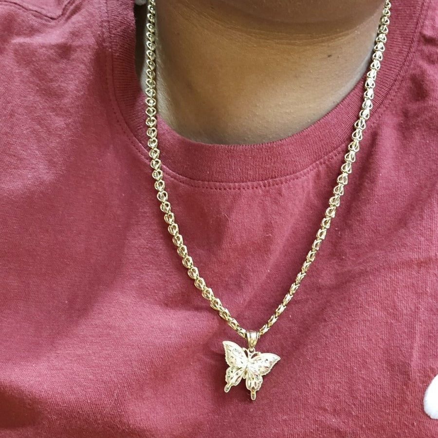 Butterfly DC 10K Yellow Gold Pendant HipHopBling
