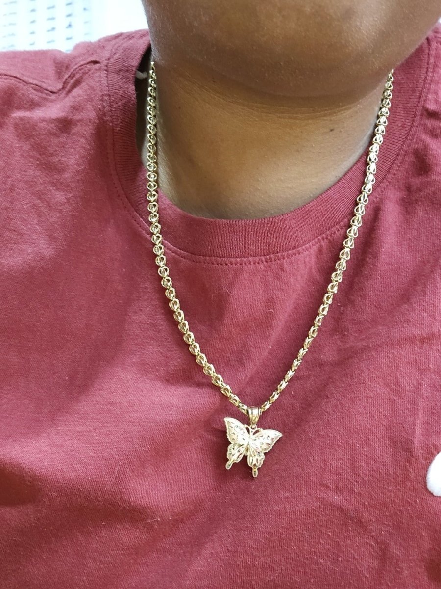 Butterfly DC 10K Yellow Gold Pendant HipHopBling
