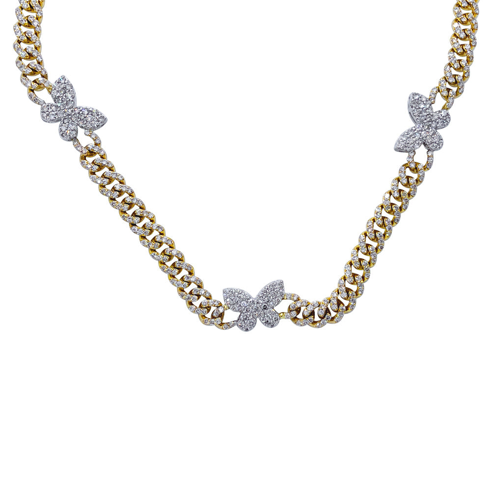 Butterfly Diamond Cuban Chain 10.34 Carats 10K Yellow / White Gold HipHopBling