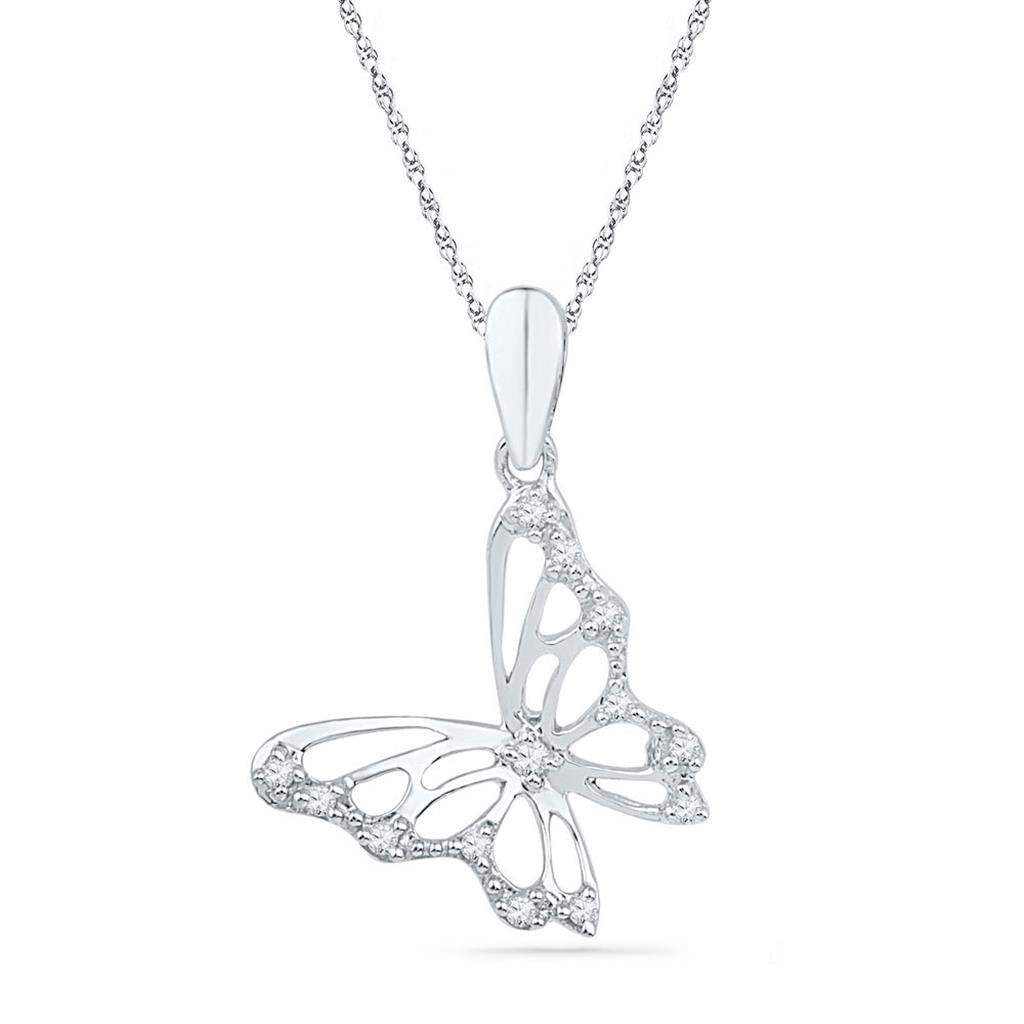 Butterfly Diamond Pendant 10K Gold 10K White Gold HipHopBling