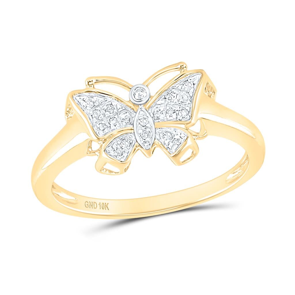 Butterfly Diamond Ring 10K Gold 10K Yellow Gold HipHopBling