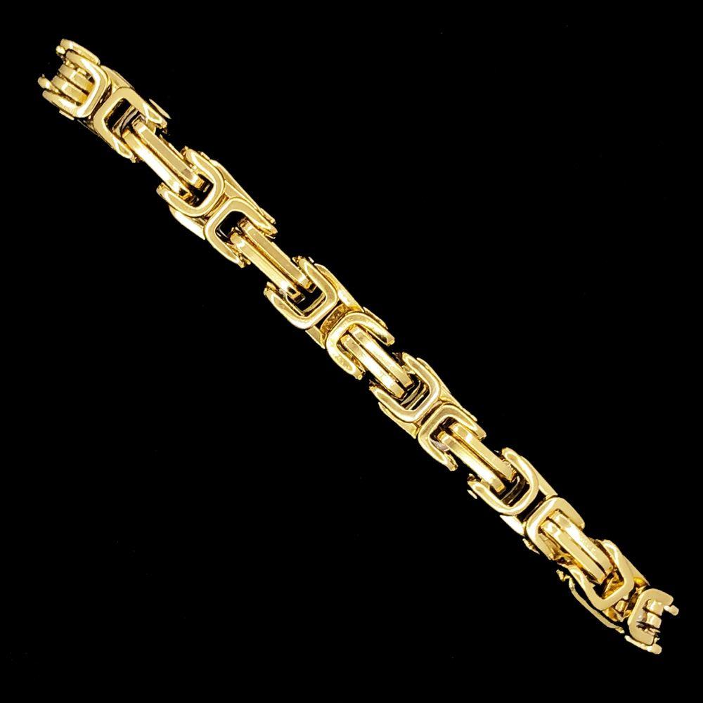 Byzantine Bracelet in Stainless Steel 6MM Yellow Gold HipHopBling