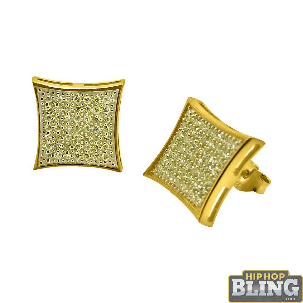 Canary CZ Gold XL Kite Hip Hop Earrings HipHopBling