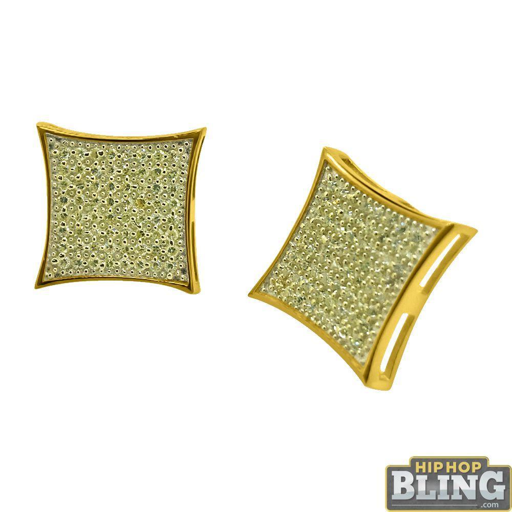 Canary CZ Gold XXL Kite Hip Hop Earrings HipHopBling