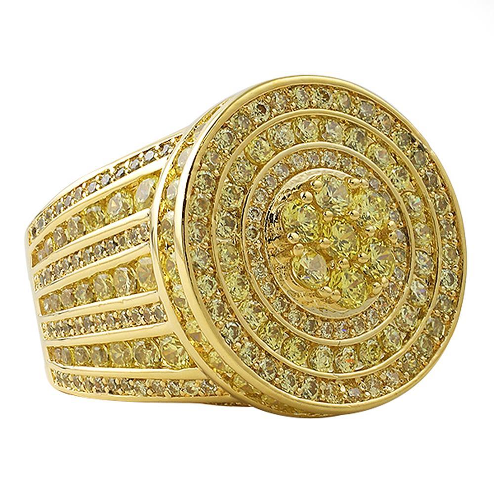 Canary Lemonade Gold Jumbo Cluster Hip Hop Ring 7 HipHopBling