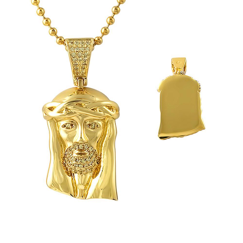 Canary Micro Jesus Gold Pendant Polished HipHopBling