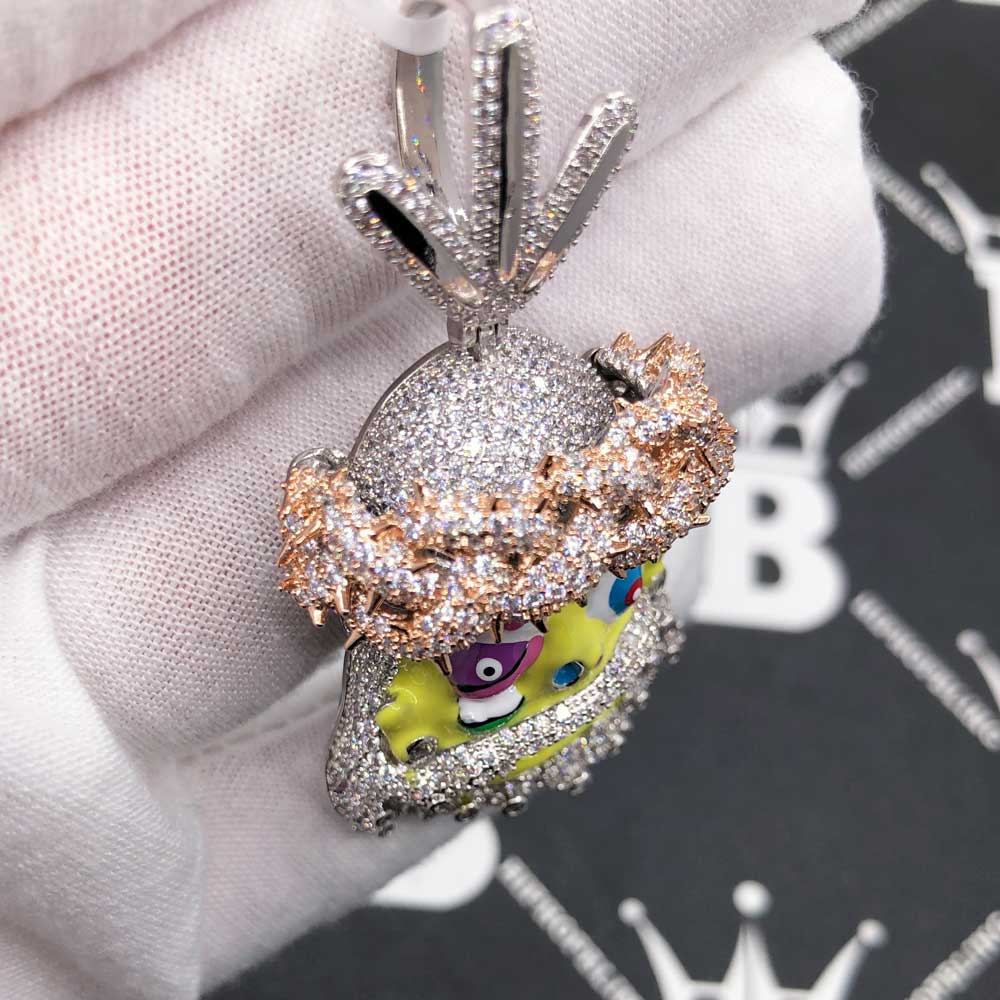Cartoon Jesus Yellow Face VVS CZ Iced Out Pendant Yellow Gold HipHopBling