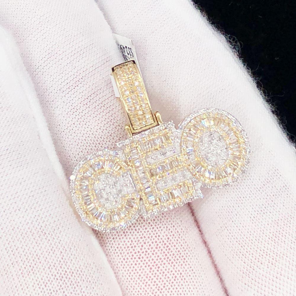 CEO Baguette Diamond Pendant 1.00cttw 10K Yellow Gold HipHopBling
