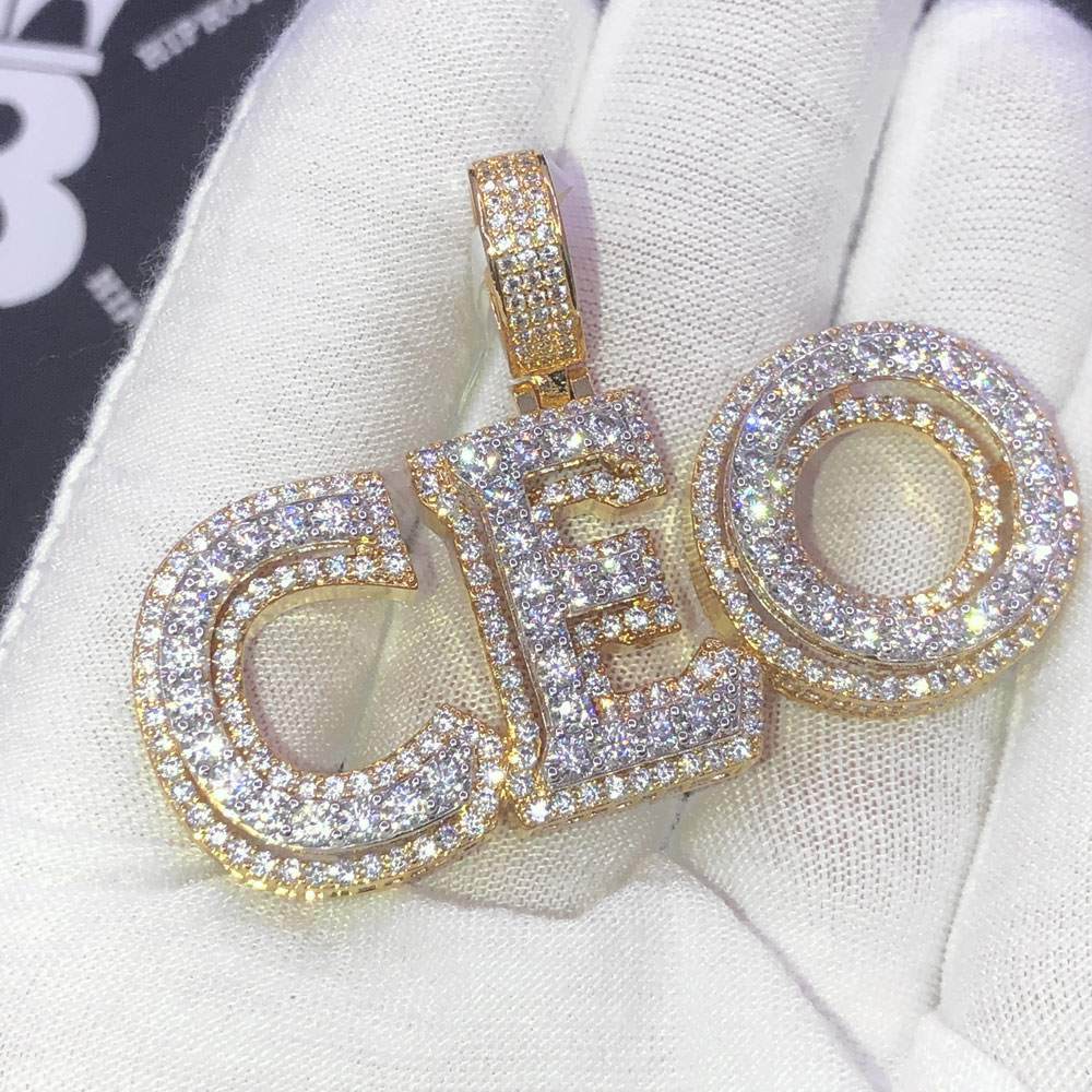 CEO Iced Out Hip Hop Bling Bling Pendant Yellow Gold HipHopBling