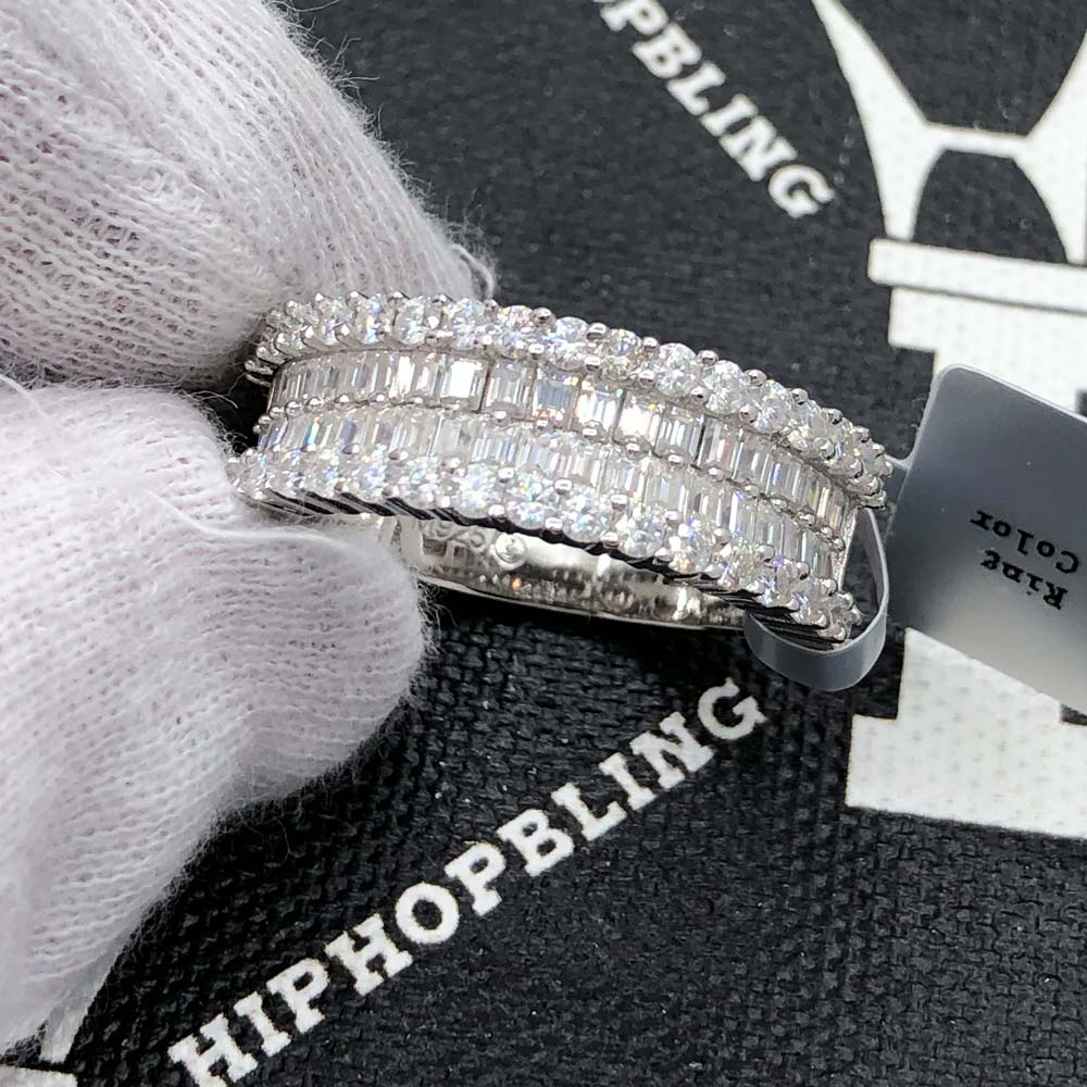 Channel Baguette Iced Out VVS Moissanite Ring .925 Sterling Silver HipHopBling