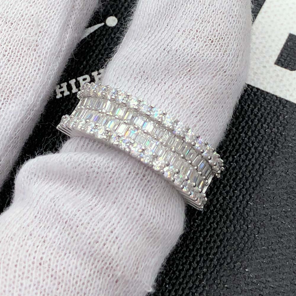 Channel Baguette Iced Out VVS Moissanite Ring .925 Sterling Silver HipHopBling
