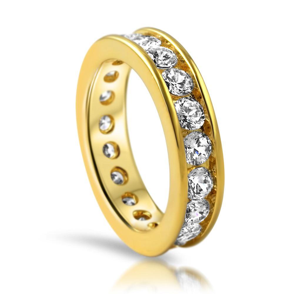 Channel Eternity Band CZ Bling Bling Ring in Gold HipHopBling