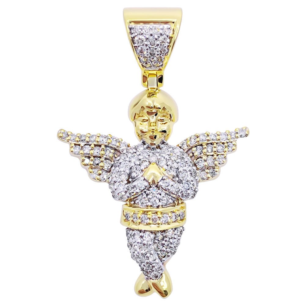 Cherub Angel .57cttw Diamond Pendant 10K Yellow Gold HipHopBling