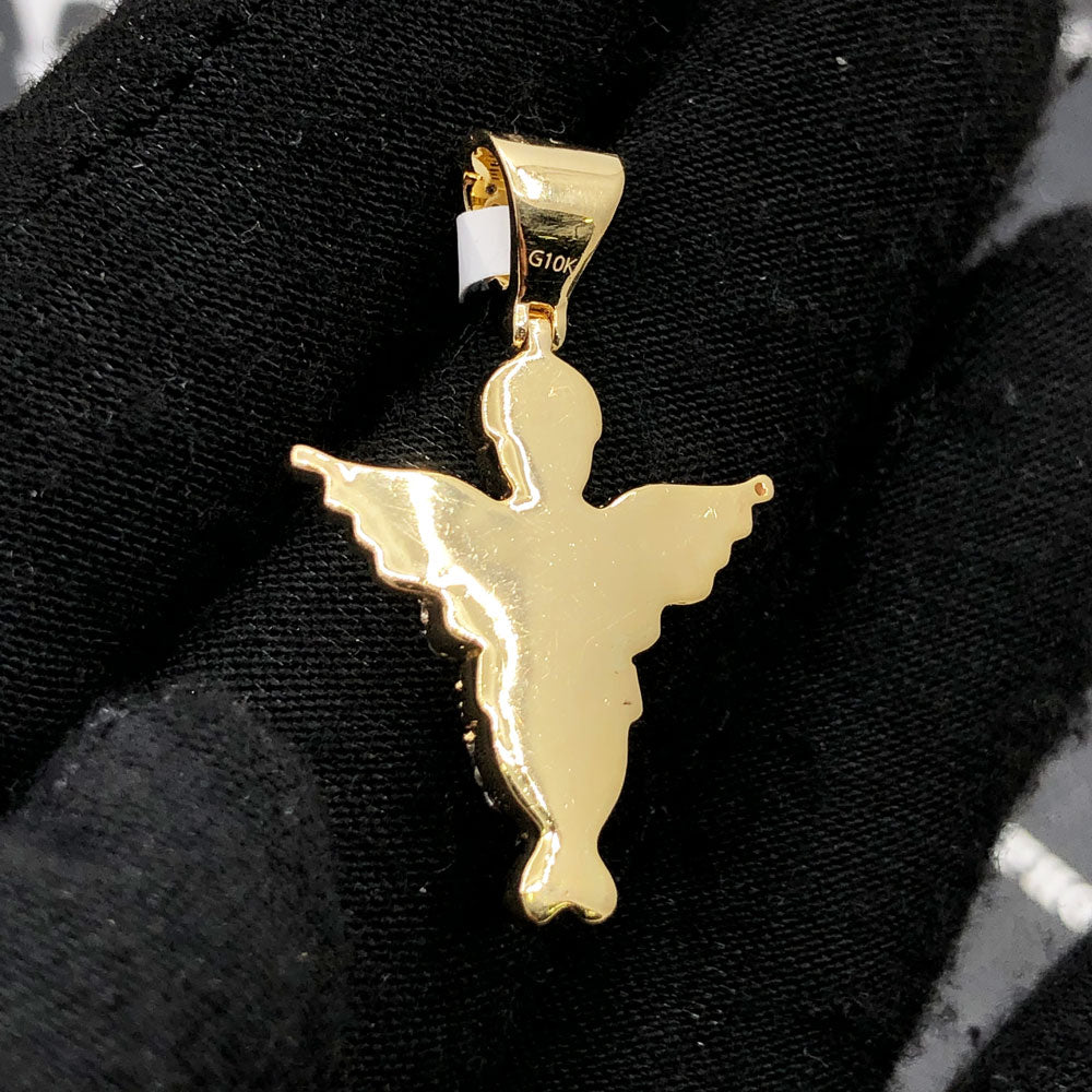 Cherub Angel .57cttw Diamond Pendant 10K Yellow Gold HipHopBling
