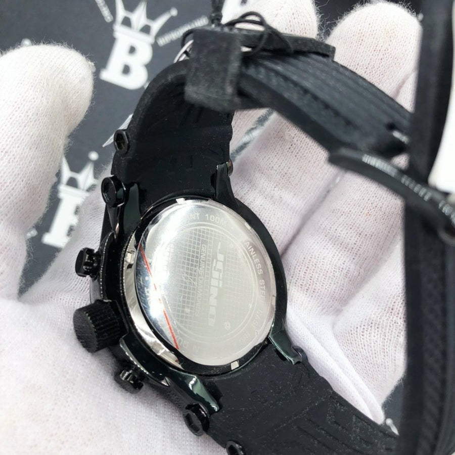 Chronograph Rubber Band 2.00 Carat Black Diamond Hip Hop Watch JoJino HipHopBling