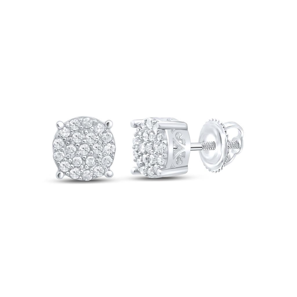 Circle .20cttw Diamond Earrings .925 Sterling Silver White Gold HipHopBling