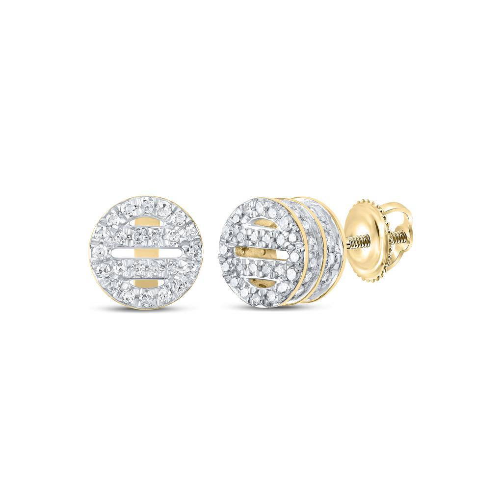 Circle Bars Double 3D Diamond Earrings .33cttw 10K Yellow Gold HipHopBling