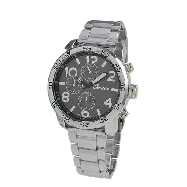 Clean Black Dial Silver Metal Band Watch HipHopBling