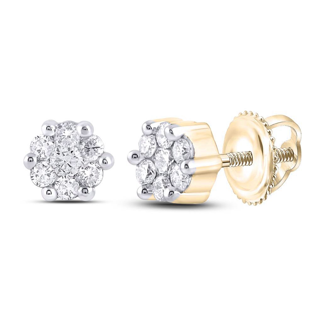 Cluster Diamond Earrings .10cttw 10K Yellow Gold HipHopBling