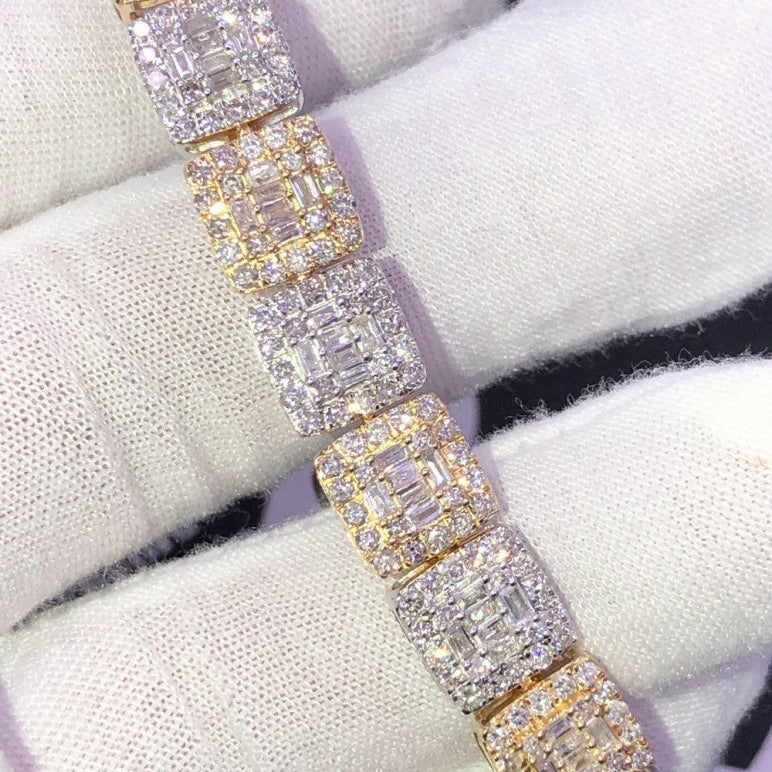 Cluster Link Diamond Bracelet 8.88 Carats 10K Yellow /White Gold HipHopBling