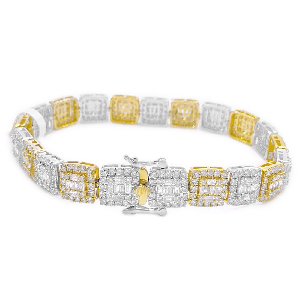 Cluster Link Diamond Bracelet 8.88 Carats 10K Yellow /White Gold HipHopBling