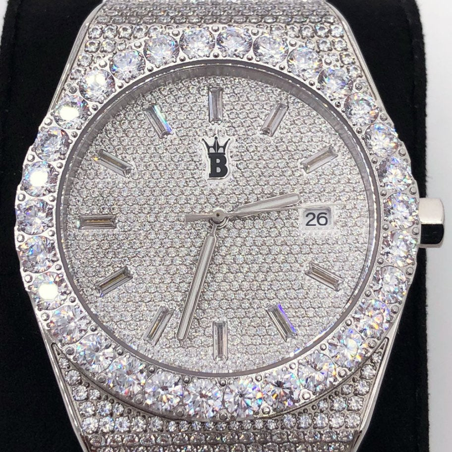 Crown Iced Out Hip Hop Bling Bustdown Watch White Gold HipHopBling
