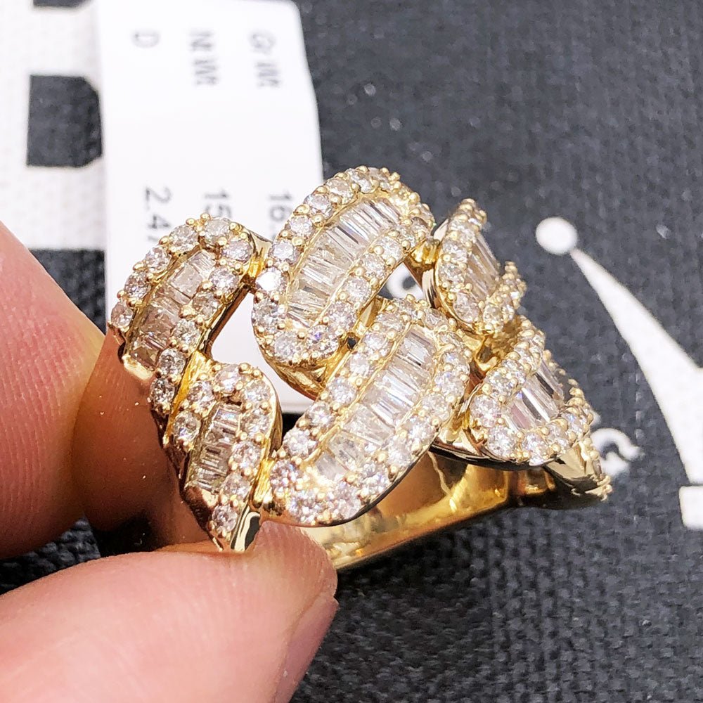 Cuban Baguette Diamond Ring 2.50cttw 10K Gold 10K Yellow Gold HipHopBling