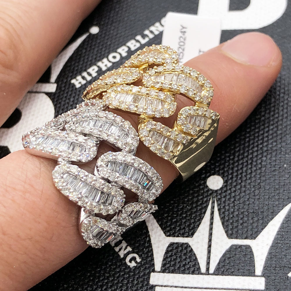 Cuban Baguette Diamond Ring 2.50cttw 10K Gold HipHopBling