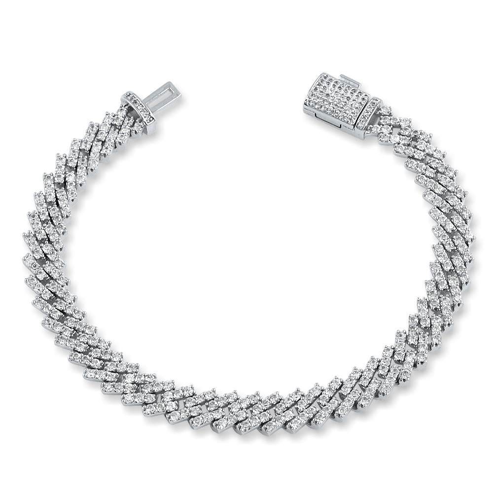 Cuban Box Iced Out Hip Hop Bracelet 3 Sizes 10MM Yellow Gold 7" HipHopBling