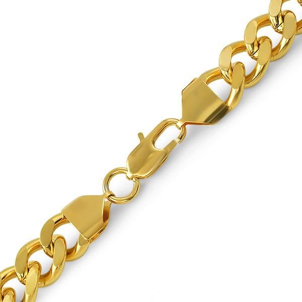 Cuban IP Gold Stainless Steel Bracelet 12MM HipHopBling