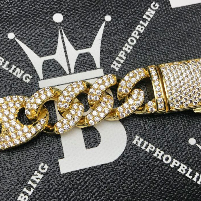Cuban Mariner Link CZ Bling Bling Chain White Gold 20" HipHopBling