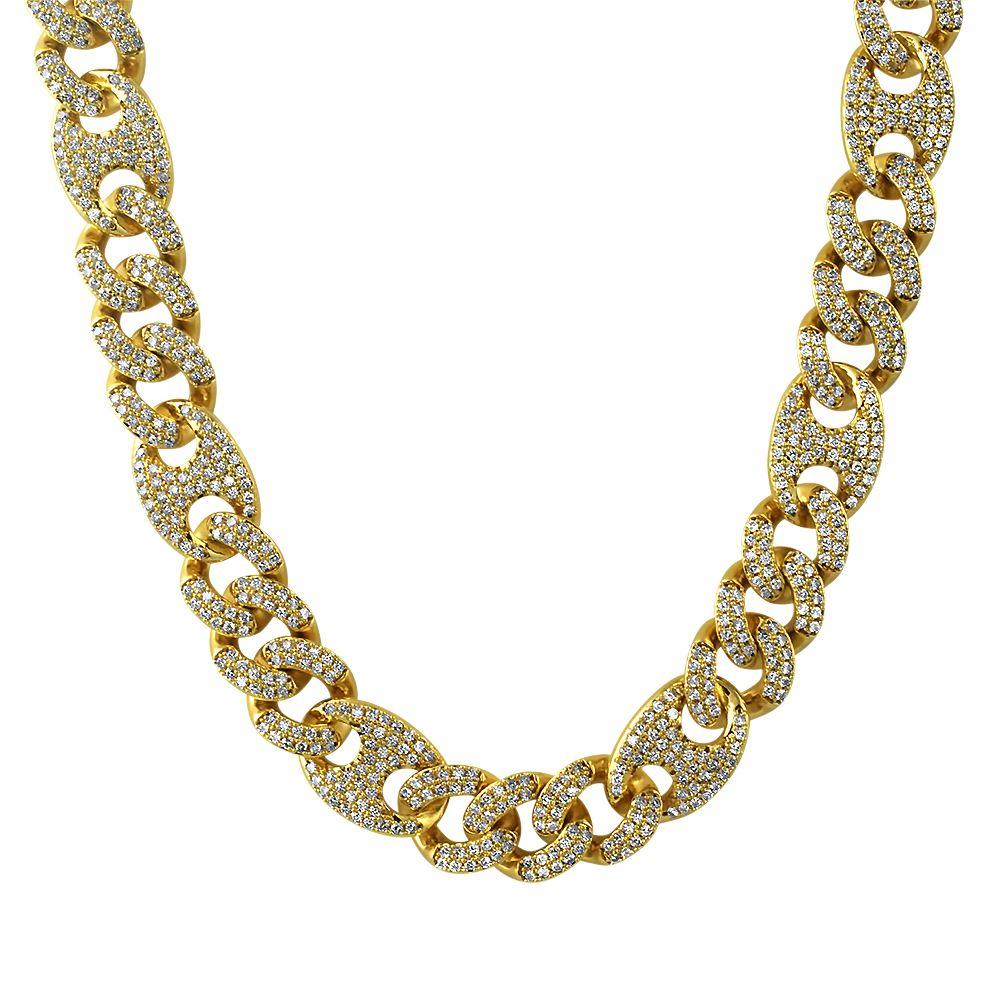 Cuban Mariner Link CZ Bling Bling Chain Yellow Gold 20" HipHopBling
