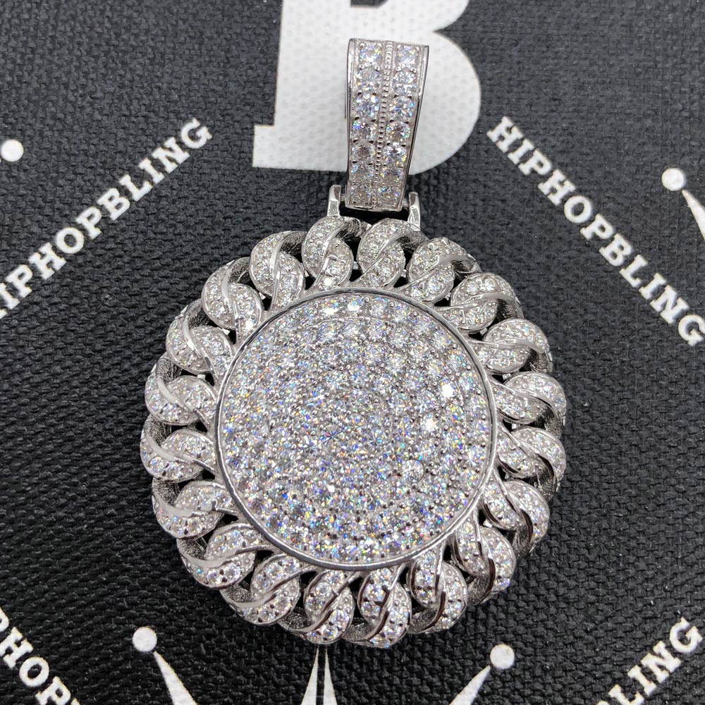 Cuban Medallion VVS Moissanite Pendant .925 Sterling Silver HipHopBling
